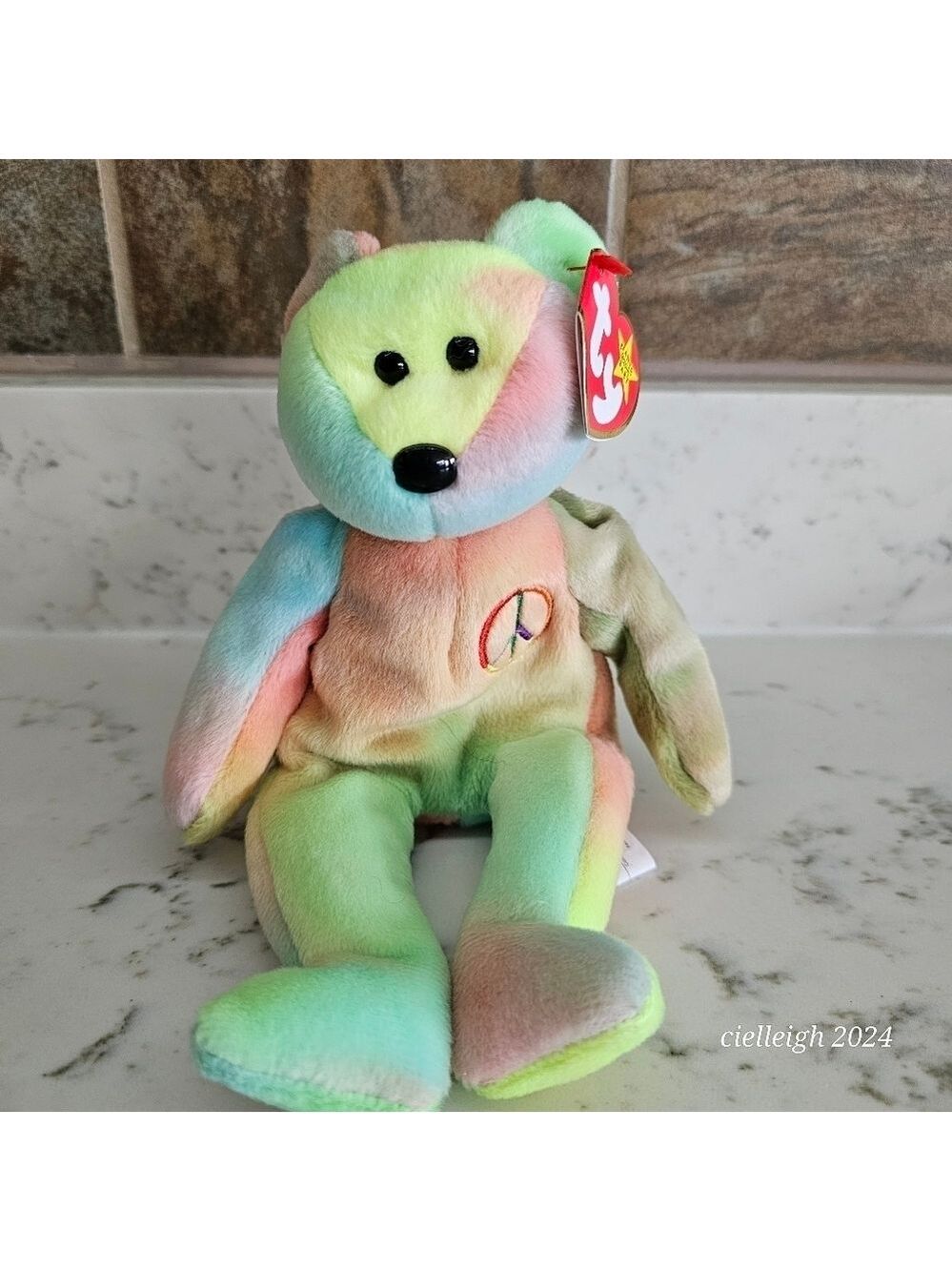 Peace The Bear TY Beanie Baby Vintage